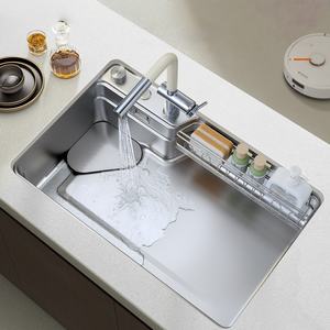 Évier de cuisine domestique à cuve unique en acier inoxydable SUS304 épaissi, style japonais, texture pressée - Product Image 1