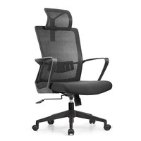 Chaise de bureau ergonomique pivotante moderne en maille noire avec appui-tête réglable pour le bureau à domicile