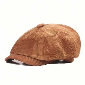 Béret octogonal style britannique printemps-automne, casquette de newsboy en velours côtelé à 8 panneaux pour homme et femme, style littéraire et mode - Product Image 5