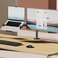 Support double moniteur LDT129-C024ML10kg avec plateau pour ordinateur portable, fixation réglable par pince de bureau pour 2 écrans, idéal pour la maison et le bureau
