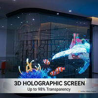 Pantalla LED Transparente 3D P3.91, Película LED Holográfica Flexible Adhesiva, Señalización Digital Inteligente para Ventanas de Tiendas