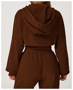 Felpe con Cappuccio da <span class=keywords><strong>Donna</strong></span> in Cotone con Logo Personalizzato Ricamato o Stampato, Pullover con <span class=keywords><strong>Maniche</strong></span> Lunghe e Taglio Corto - Product Image 6