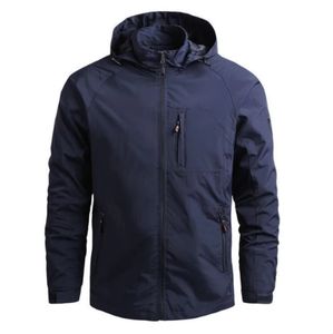 Chaqueta bomber ligera para hombre, impermeable, cortavientos informal de otoño, acolchada, con cremallera completa, a prueba de viento, ropa de trabajo con capucha - Product Image 5