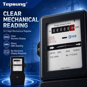 <span class=keywords><strong>Compteur</strong></span> d'énergie électromécanique monophasé Tepsung DD101 à longue durée de vie, précision classe 2, plage 0-999999 kWh, 5A-100A, 220-240V - Product Image 2