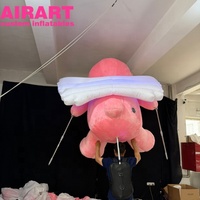 Défilé de Noël, ours en peluche gonflable rose pour adulte