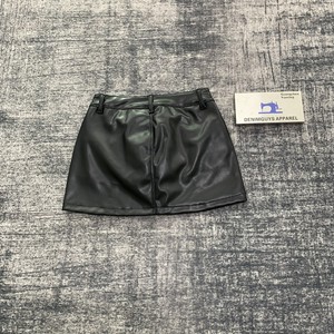 DENIMGUYS Jupes en <span class=keywords><strong>cuir</strong></span> noires pour femmes, de haute qualité, personnalisées, décontractées, avec broderie et patchs, tendance été - Product Image 2