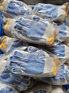 Toptan beyaz pamuk örgü kauçuk noktalar ile iki taraf iş eldivenleri kaymaz siyah çift PVC noktalı pamuk bina eldiven mavi - Product Image 4