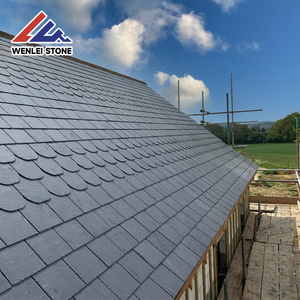 หินชนวนสีดำราคาถูกกระเบื้องมุงหลังคาที่ทันสมัยเป็นมิตรกับสิ่งแวดล้อมและทนทานสำหรับโรงแรมและวิลล่า - Product Image 3