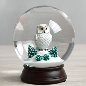 Reçine baykuş el-boyalı çevre dostu sanat hatıra noel Mini baykuş kar küresi - Product Image 3