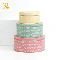 Boîte en fer blanc ronde personnalisée imprimée en gros, vide, rose, pour pâtisseries, gâteaux, baklavas, biscuits au beurre, avec couvercle, emballage