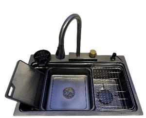 Singolo Slot moderno multifunzione in acciaio inox cascata lavello da cucina antigraffio rondella tazza scarichi singoli - Product Image 2