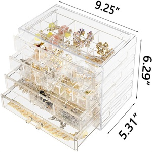 Yageli YGL-OR-413 <b>Large</b> Capacity Earring Ring <b>Gift</b> <b>Boxes</b> Acrylic Jewelry Box 4 Drawers Organizer Box Adjustable Dividers - Product Image 3