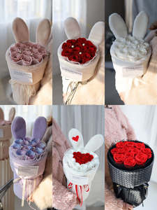 Rosa de larga duración Flor eterna Encantada eternidad para siempre Rosa eterna conejito rosa preservada - Product Image 6