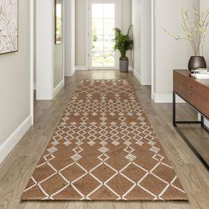 พรมปูพื้นห้องครัว ลายเรขาคณิต สีน้ำตาล โพลีเอสเตอร์ ผ้าฝ้าย กันลื่น รูปทรงสี่เหลี่ยมผืนผ้า พรมเช็ดเท้า กันคราบสกปรก - Product Image 2