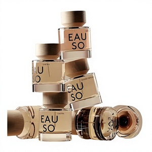 Factory Custom 50ml Round <b>Empty</b> Perfume <b>Spray</b> <b>Bottle</b> Pump Sprayer Matte Clear Glass Crystal Perfume <b>Bottle</b> Wood Cap/ - Product Image 3