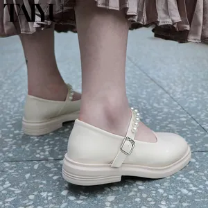 Sepatu Mary Jane Datar Wanita Klasik Sepatu Boneka 2023 untuk Wanita Flat dengan Mutiara