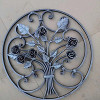 Panneau de défilement rond en fer forgé Rosette décorative en acier forgé pour porte et garde-corps Design