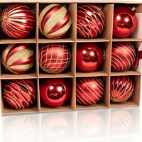 Vente en gros usine – Boules de Noël miniatures en plastique de haute qualité (8 cm) – Modèle de luxe, lot de 12 en boîte – Décorations suspendues pour sapin, accessoires de fête