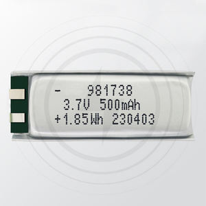 공장 사용자 정의 충전식 3.7V 500mAh 리튬 이온 배터리 981738 파우치 리튬 배터리 충전식 리포 배터리 - Product Image 1