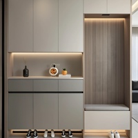 Meuble d'entrée sur mesure de conception moderne pour toute la maison, armoire à chaussures de luxe en bois massif pour salon