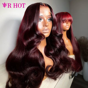 Peluca de Encaje Frontal Borgoña 13x6, Ondulada, Rizada, 250% de Densidad, Cabello Humano Brasileño, Rojo 99J, Encaje Crudo Largo, Peluca Frontal de Encaje HD 13x4 - Product Image 4