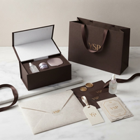 Ensemble d'emballages de luxe sur mesure pour soins de la peau, couleur marron, avec fermeture magnétique, boîte rigide pliable et sac