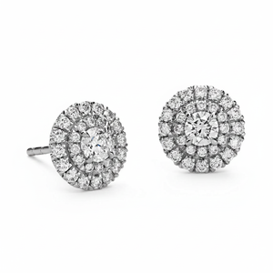 Boucles d'oreilles clous en or blanc avec diamants solitaires ronds de 0,80 carat, style indien classique, élégantes, pour femmes et enfants - Product Image 2