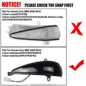 2X intermitente dinámico LED Indicador de luz de señal de giro lámpara de espejo lateral para <span class=keywords><strong>Honda</strong></span> <span class=keywords><strong>Civic</strong></span> 8th MK8 Hatchback 3D 5D 2006 2012 FN2 FN FK - Product Image 3
