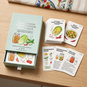 Tarjetas de Recetas de Fermentación de Kimchi Impresas Personalizadas OEM, Guía Mayorista de Verduras en Conserva Caseras con Caja con Cajón - Product Image 2