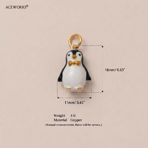Breloques du zoo Cacao |   Pendentifs animaux mignons en émail peints à la main en laiton plaqué or 18 carats |   Cerf Renard Hibou Singe Pingouin Koala Girafe - Product Image 6