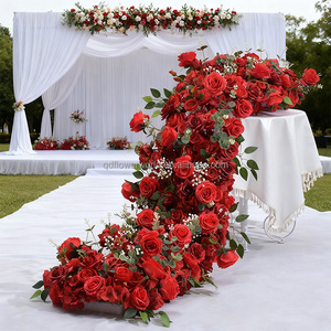 การจัดดอกไม้สีแดงกุหลาบส้มตกแต่งโต๊ะงานแต่งงานลูกบอลดอกไม้สำหรับเฉลิมฉลองวันวาเลนไทน์ - Product Image 6