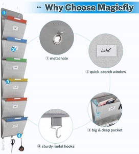 Supporto a parete sopra la <span class=keywords><strong>porta</strong></span> organizzatore di File da appendere 6 tasche supporto per Organizer per documenti di archiviazione Versatile per ufficio per la scuola dell'ufficio - Product Image 5