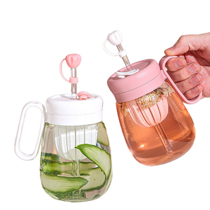 Taza <span class=keywords><strong>de</strong></span> té Yuanqi gorda bonita <span class=keywords><strong>de</strong></span> 500ml, taza <span class=keywords><strong>de</strong></span> vidrio <span class=keywords><strong>con</strong></span> <span class=keywords><strong>filtro</strong></span> <span class=keywords><strong>de</strong></span> fruta <span class=keywords><strong>con</strong></span> pajita antipolvo <span class=keywords><strong>y</strong></span> mango portátil - Product Image 1