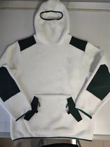 Toptan kabarık polar renk blok hoodie ağır polar polar kış özel ninja hoodie