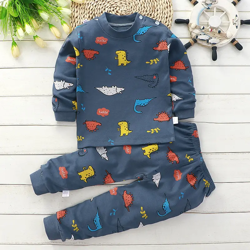 Summer European Style Cotton Kids Print Baby Boy Clothes Sets Children's Clothing Sets Long sleeves kids pajamas