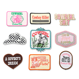 High Quality Cowboy Patches Wholesale Iron on Cowgirl Patches Custom Embroidery Hats Decorations - Product Image 5