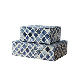 Modern Luxury Square Handmade Printed Bone Inlay Jewelry Storage <b>Box</b> Indian Christmas Home Decorative Gift - Product Image 4