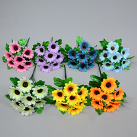 Tournesol artificiel de qualité supérieure sept têtes de décoration de jardin en soie fleurs tournesol artificiel