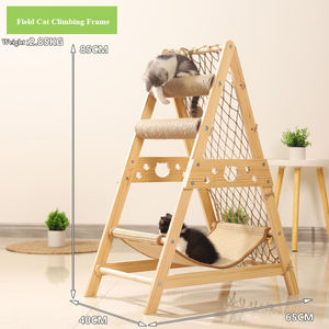 उच्च गुणवत्ता वाले त्रिभुज फोल्डेबल सीढ़ी डिजाइन बिल्ली हैममॉक और सिसल खरोंच पोस्ट फेदर खिलौने बिल्ली टॉवर - Product Image 2