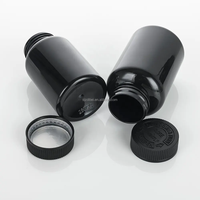 Bouteille en plastique PET de qualité alimentaire, ambre noir, 150 cc, pour compléments vitaminiques, capsules, pilules, avec bouchon de sécurité pour enfants
