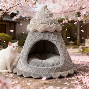 Ice Cream Pet Bed & <b>Tent</b> Cute Cartoon Design Short Plush Soft Filling Anti-Slip Eco-Friendly for Living Room Indoor Use Luxury - Product Image 5