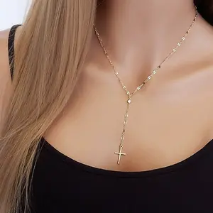 New Arrival Small Fresh Cross Pendant Clavicle Chain Gold Plated Necklace Jewelry for Women