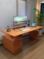 Bureau électrique intelligent avec cadre métallique et surface en cuir, double prise, pour bureau, e-sport, étude, poste de travail L56