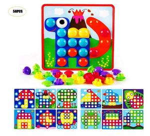 46 pièces <span class=keywords><strong>de</strong></span> jouets d'art à boutons, <span class=keywords><strong>jeu</strong></span> <span class=keywords><strong>de</strong></span> <span class=keywords><strong>mosaïque</strong></span> <span class=keywords><strong>de</strong></span> correspondance des couleurs, plateau à chevilles en forme <span class=keywords><strong>de</strong></span> champignon, jeux éducatifs préscolaires pour enfants - Product Image 3