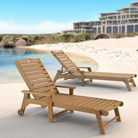 Chaise longue de patio moderne en HDPE pour l'extérieur, chaise longue en plastique avec acier inoxydable pour hôtel, bord de piscine, terrasse, cour, pelouse