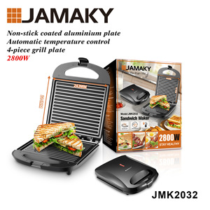 Machine à sandwich JAMAKY 2800W, plaque de cuisson antiadhésive, contrôle automatique de la température, 243MM, appareil électrique pour petit-déjeuner - Product Image 1