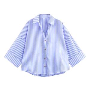 Camisa Casual con Cuello y Mangas Anchas para Mujer, Top Cómodo y a la Moda - Product Image 1
