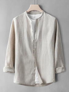 Camicia <span class=keywords><strong>di</strong></span> <span class=keywords><strong>lino</strong></span> Casual per gli uomini taglie forti XL <span class=keywords><strong>vestito</strong></span> stile con bottone per abbigliamento Casual per gli uomini - Product Image 3