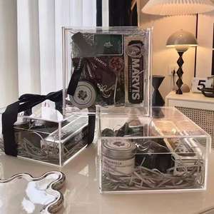 Caja de Regalo Cuadrada de Acrílico para Damas de Honor con Tapa, Caja de Regalo Transparente Personalizable y Colorida para Año Nuevo - Product Image 1