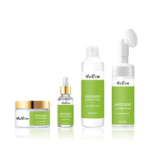 Avocado 4pcs Skin Care Kit Vegan Natural Ingredients Moisturizing Face Skin Care Set Product Private Label